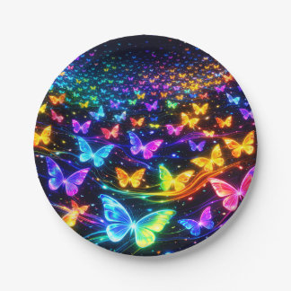 Partyteller Neon Schmetterlingsmotiv