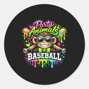 Partytier Baseball Eiscreme tropft lustiger Affe Runder Aufkleber