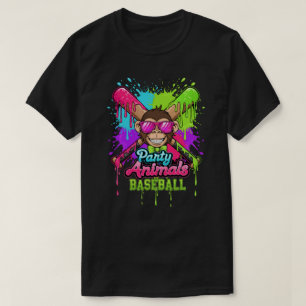 Partytier Baseball Lustiger Affe Baseball Fan T-Shirt
