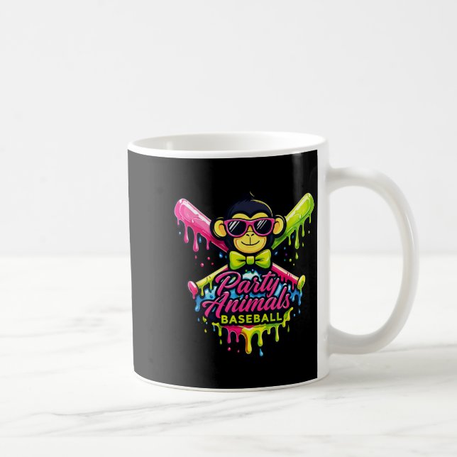 Partytier Baseball lustiger Affe  Kaffeetasse (Rechts)