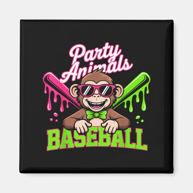 Partytier Baseball Lustiger Affe Magnet (Vorne)