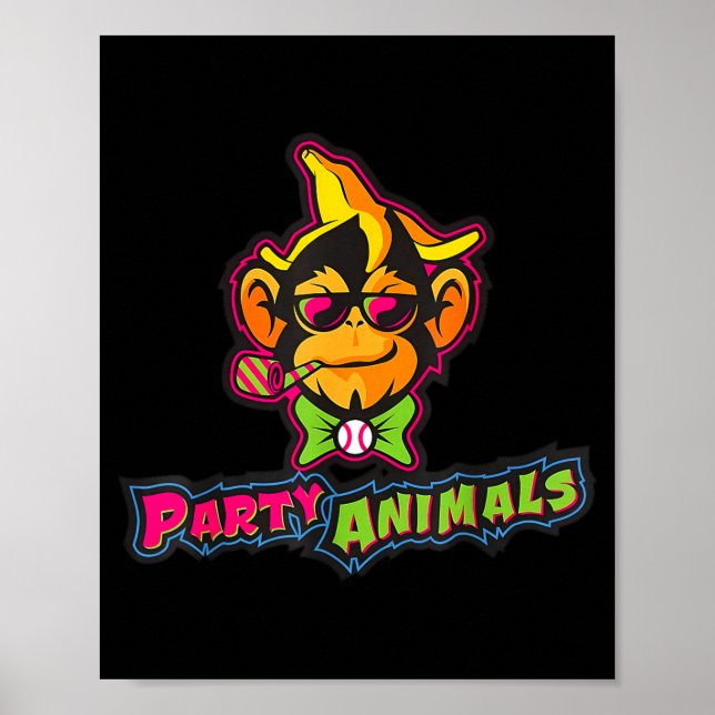 Partytier Baseballaffe  Poster (Vorne)