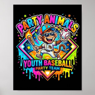 Partytier Jugend-Baseballteam Spaß für Kinder Poster