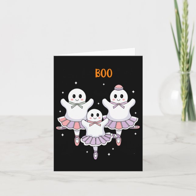 Pas De Boo-rée Ballet Dancer Spooky Ghost Hallowee Karte (Vorderseite)
