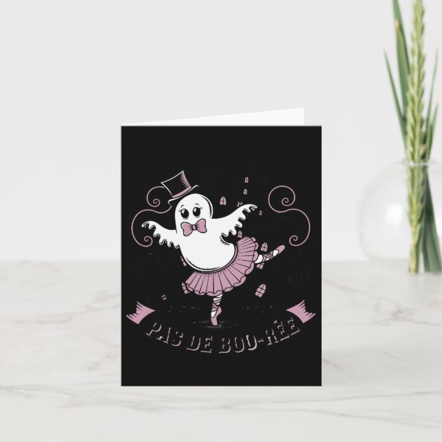 Pas De Boo-rée Ballet Dancer Spooky Ghost Hallowee Karte (Vorderseite)
