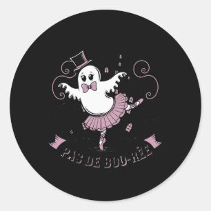 Pas De Boo-rée Ballet Dancer Spooky Ghost Hallowee Runder Aufkleber