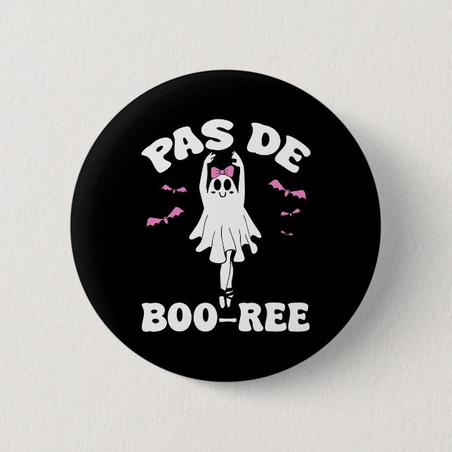 Pas De Boo-ree Funny Ballet Gastgeber Halloween-Ta Button (Vorderseite)