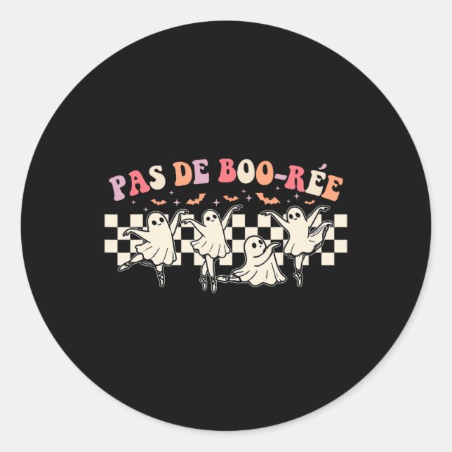 Pas De Boo-rée Ghost Ballet Dancer Halloween Danci Runder Aufkleber (Vorderseite)