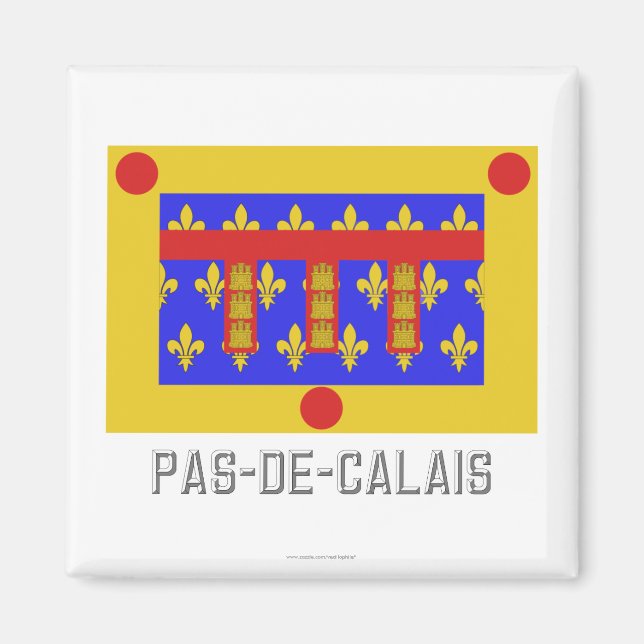 Pas-de-Calais-Flagge mit Namen Magnet (Vorne)