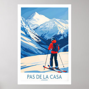 Pas de la Casa Andorra Druck Pyrenäen Skifahren Poster