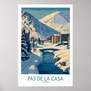 Pas de la Casa Andorra Kunstprint Winterdorf Poster