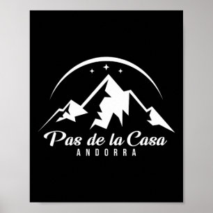 Pas De La Casa Andorra Skigebiet Snowboard Poster