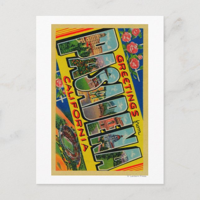 Pasadena, Kalifornien - Große Briefszenen Postkarte (Vorderseite)