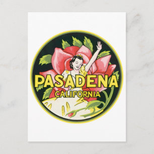 Pasadena Kalifornien Vintage-Gepäckanhänger Postkarte