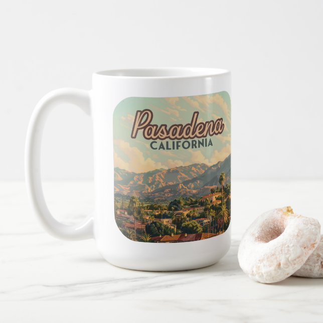 Pasadena Los Angeles Vintages California Kaffeetasse (Mit Donut)