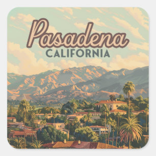 Pasadena Los Angeles Vintages California Quadratischer Aufkleber