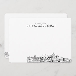 Pasadena Skyline Sketch Personalisierte Mitteilung Mitteilungskarte