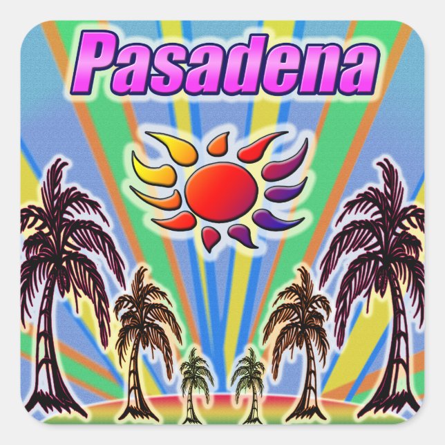 Pasadena Summer Liebe Quadratischer Aufkleber (Vorderseite)