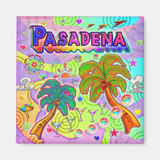 Pasadena Urlaub Zielmagnet Magnet (Vorne)