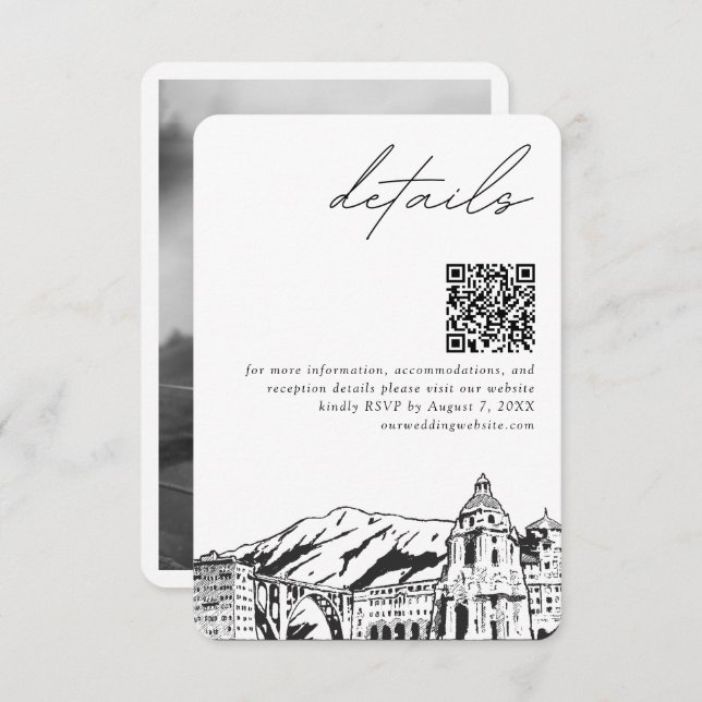 Pasadena Wedding Small Details QR Code Begleitkarte (Vorne/Hinten)