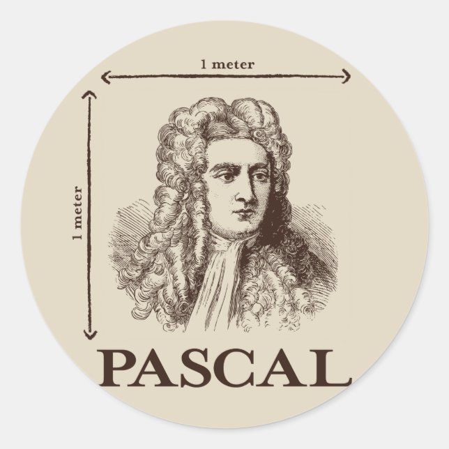 Pascal = 1 Newton pro Quadratmeter Mathematik-Witz Runder Aufkleber (Vorderseite)