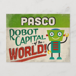 Pasco Washington Robot - Funny Vintag Postkarte