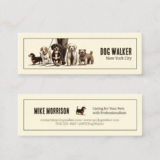 paseador de perros mascotas vintage años 1920 mini visitenkarte