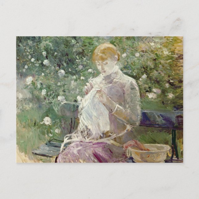 Pasie Nähen im Garten von Bougival, 1881 Postkarte (Vorderseite)