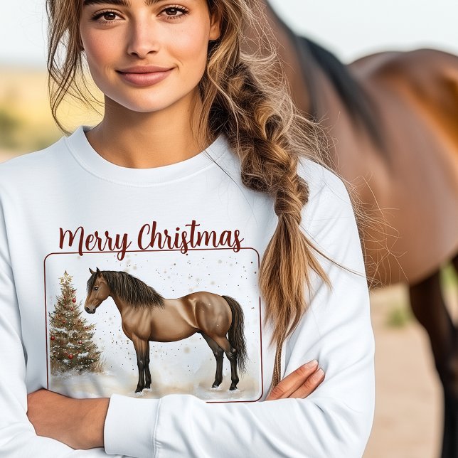 Paso Fino Pferd Frohe Weihnachtswasserfarbe Sweatshirt (Paso Fino Horse Merry Christmas Watercolor Sweatshirt)