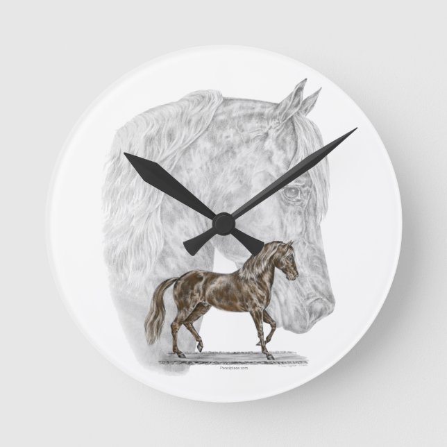 Paso Fino Pferdekunst Runde Wanduhr (Vorderseite)