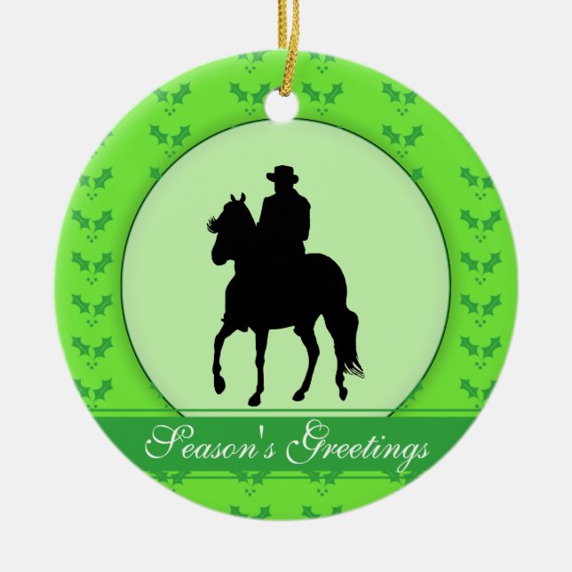 Paso Fino Pferdereiter Holly Season's Greetings Keramikornament (Vorne)