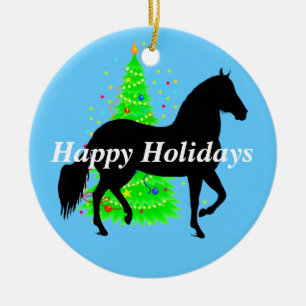 Paso Fino Silhouette Happy Holidays Keramik Ornament