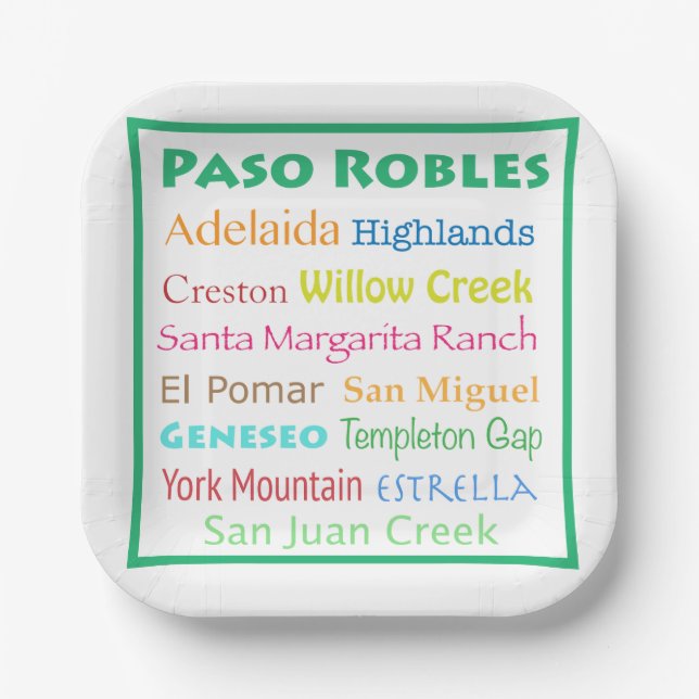 Paso Robles Bunt  Pappteller (Vorderseite)