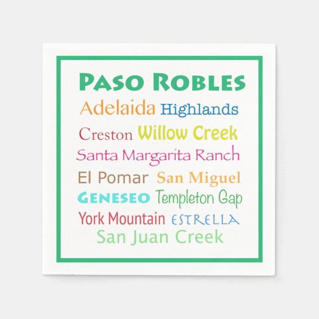 Paso Robles Bunte Weiße Wein Servietten (Vorderseite)