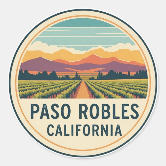 Paso Robles California Central Coast Runder Aufkleber (Vorderseite)