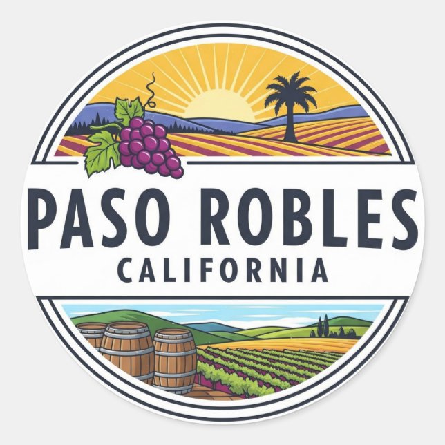 Paso Robles California Central Coast Runder Aufkleber (Vorderseite)