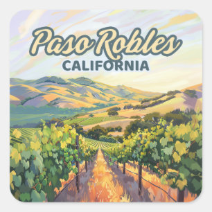 Paso Robles California Weinberg Central Coast Quadratischer Aufkleber