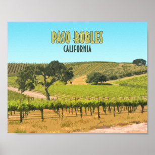 Paso Robles California Weinberg Vintag Poster