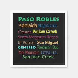 Paso Robles Colorful Wine Napkins Serviette