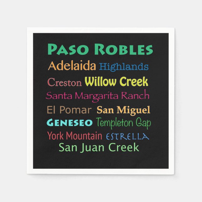 Paso Robles Colorful Wine Napkins Serviette (Vorderseite)