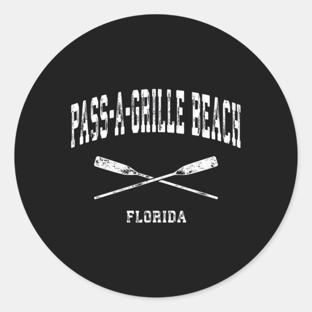 Pass-A-Grille Beach Florida Nautical Crossed Oars Runder Aufkleber (Vorderseite)