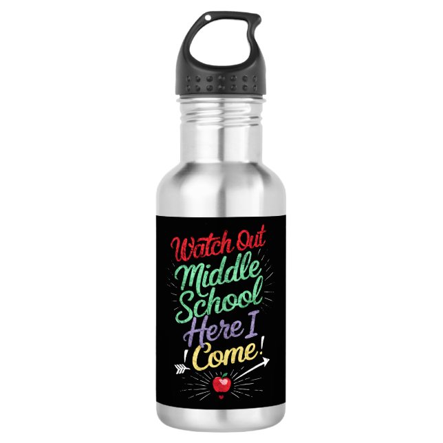 Pass auf die Mittelschule auf, ich komme zur Schul Edelstahlflasche (Vorderseite)