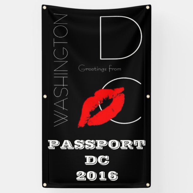 Pass DC 2016 Washington DC Red Lipstick Kiss Banner (Vertikal)
