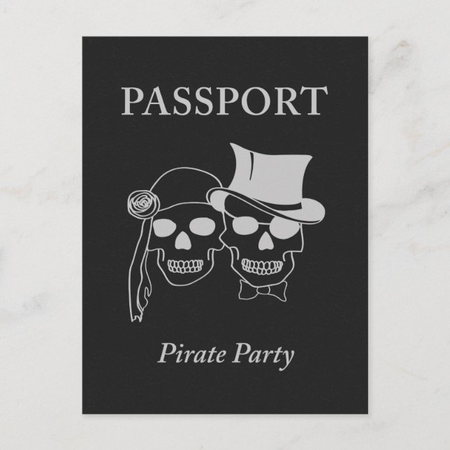 Pass für Piraten-Party Einladungspostkarte (Vorderseite)