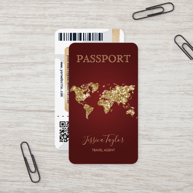 Pass Reisen Makeup World Map Boarding Pass Visitenkarte (Vorderseite/Rückseite Beispiel)