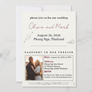 Pass RSVP Card - Burgund & Champagne Einladung