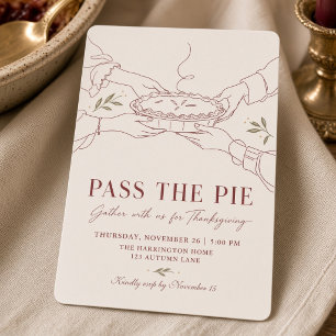 Pass The Pie Coquette Line Art Thanksgiving Einladung