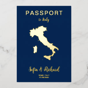 Pass Wedding Destination Gold Foil Italien Karte