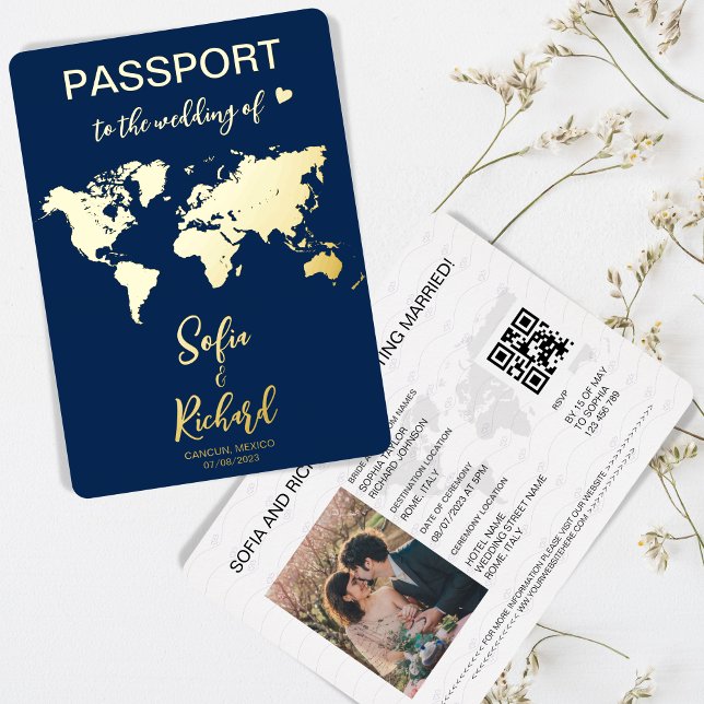 Pass Wedding Destination World Map QR Code Folieneinladung (Von Creator hochgeladen)