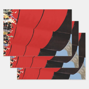 Passagiere eines alten Kreuzfahrtschiffs winken zu Geschenkpapier Set